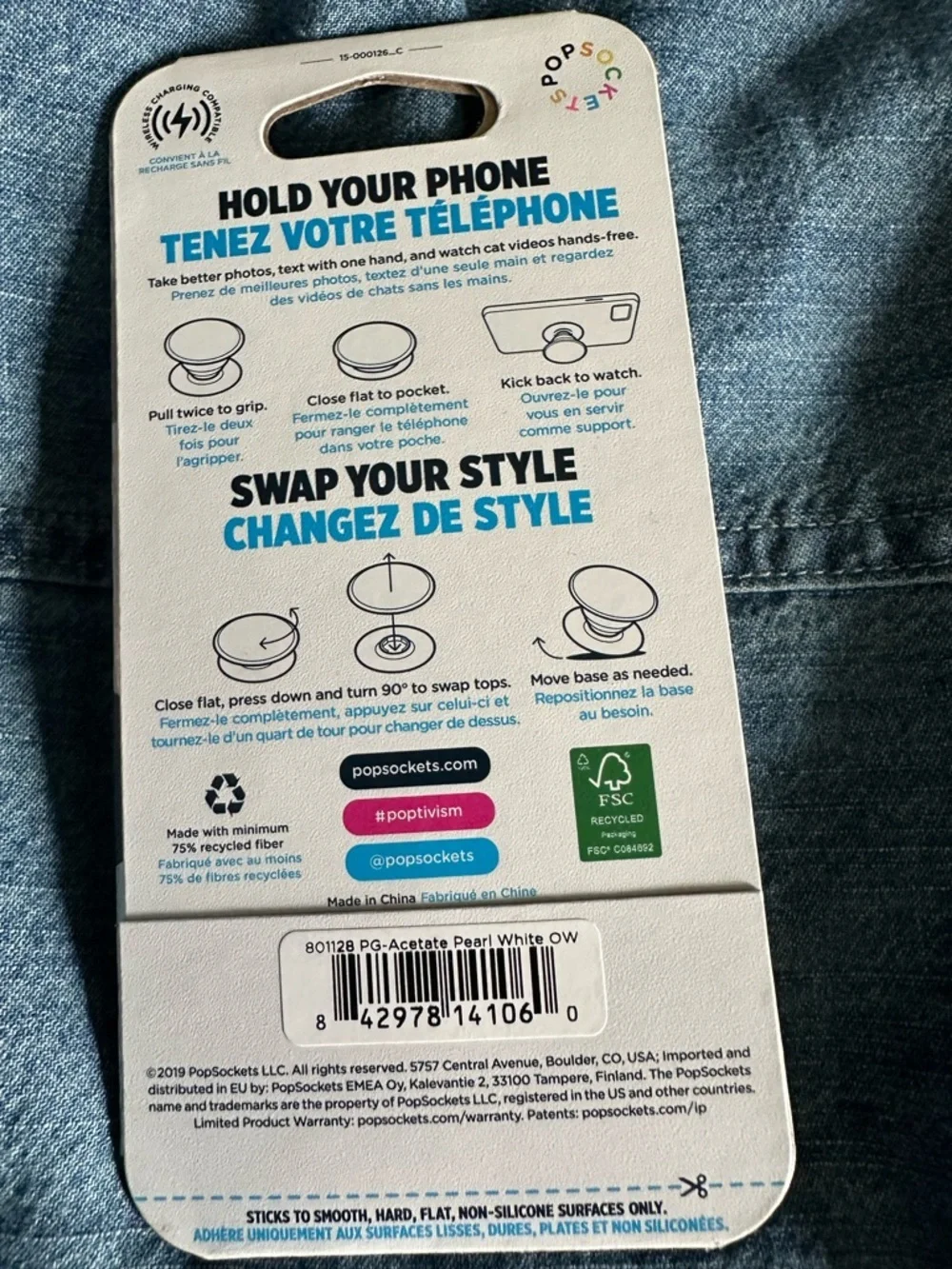 RARE Popsocket NWT Luxe Acetate Pearl White Swappable Top PopGrip